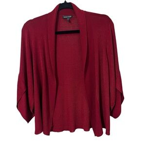 Eileen Fisher Open Front Viscose & Nylon Cardigan Red Size Medium